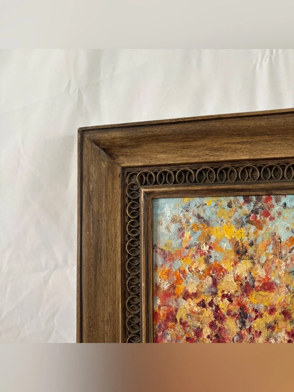 Vintage original painting wood frame home decor wall hanging artwork boho nature - Picture 5 of 5
